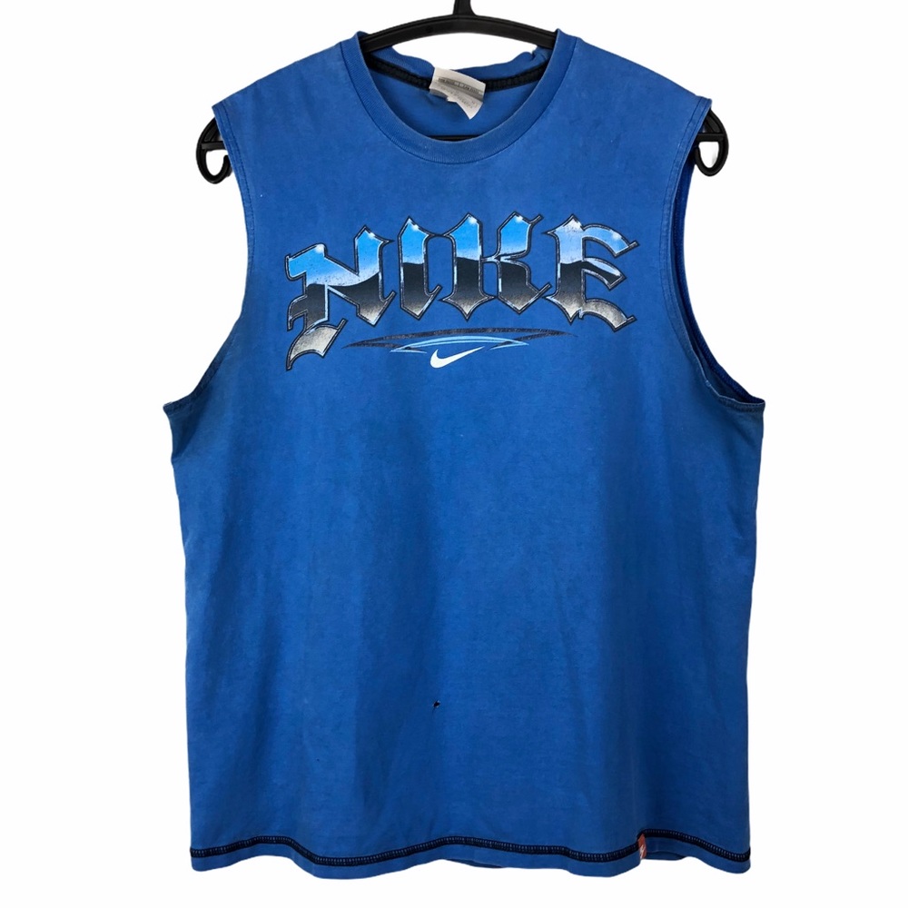 Vintage Old English Nike Silver Tab Blue Tank Top